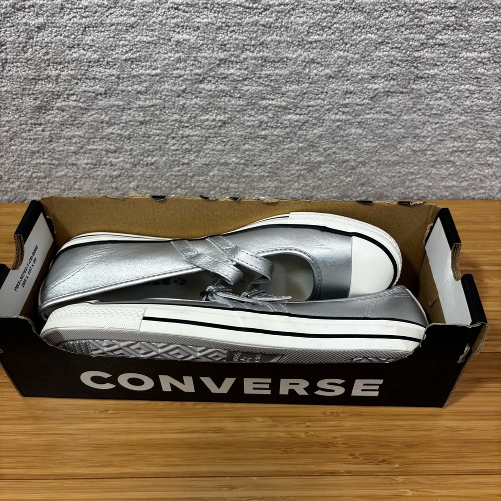 Converse All Star Dainty Mary Jane Strap Shoes - Silver (A12201C) Sz 8.5 - Picture 3 of 8